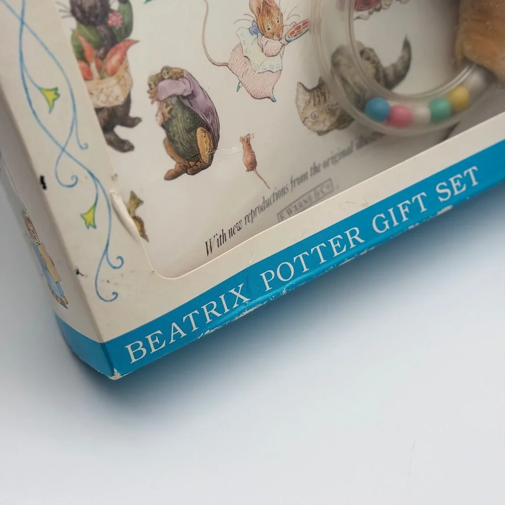 Vintage 1994 Beatrix Potter Nursery Rhyme Book & Peter Rabbit Plush Rattle Set